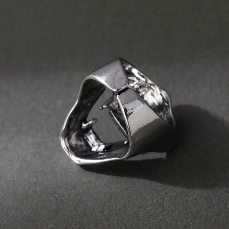 Retro Prajna Mask Half Face Ring For Men Punk Gothic Rock Hiphop Open Ring Handmade Designer Jewelry Biker Accessories Man Gift