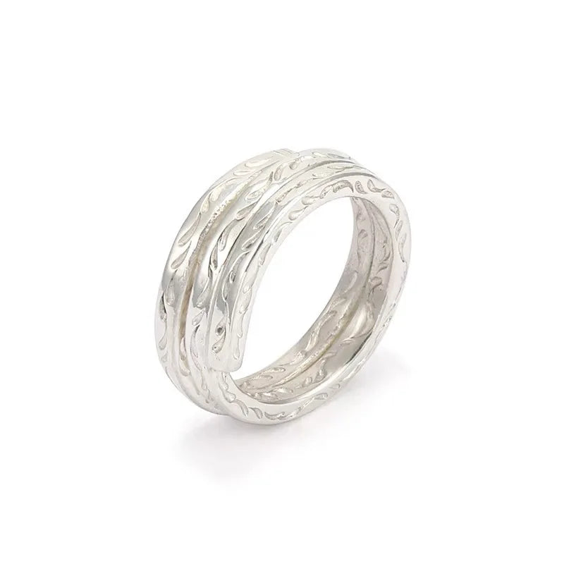 Retro Tang Grass Pattern Three Strands Ring For Men Punk Gothic Open Ring Handmade Designer Jewelry Unisex Accessories Love Gift