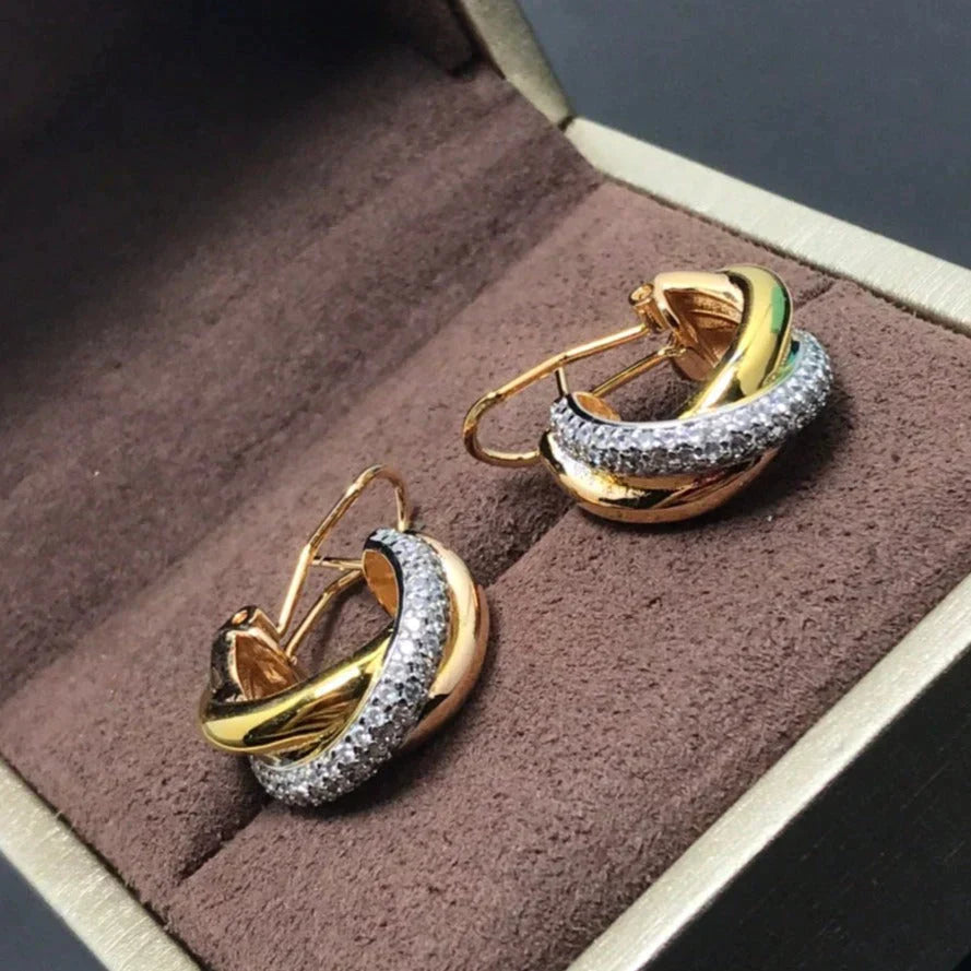 TRINITY EARRINGS PINK GOLD DIAMOND GOLD