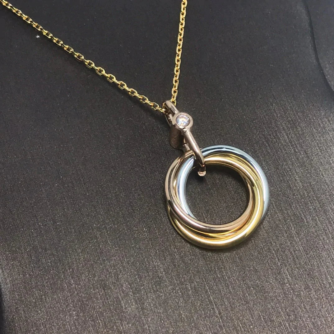 TRINITY NECKLACE SILVER GOLD PINK GOLD
