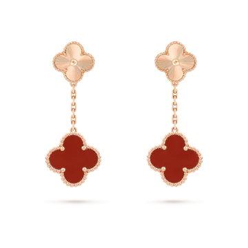 CLOVER EARRINGS GOLD AND CARNELIAN
