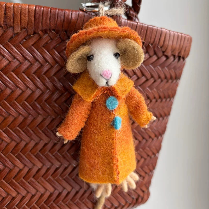 高品质尼泊尔手工羊毛毡老鼠包包挂件可爱百搭钥匙扣车挂玩偶配饰