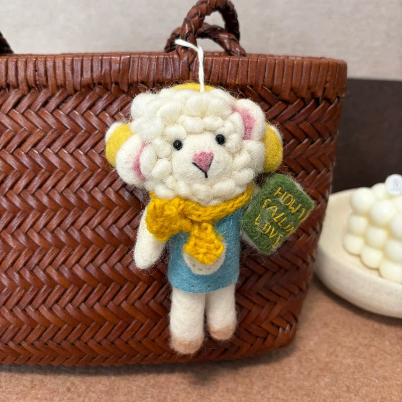 Nepalese handmade wool felt cute tiger coffee bag pendant animal keychain car pendant gift doll