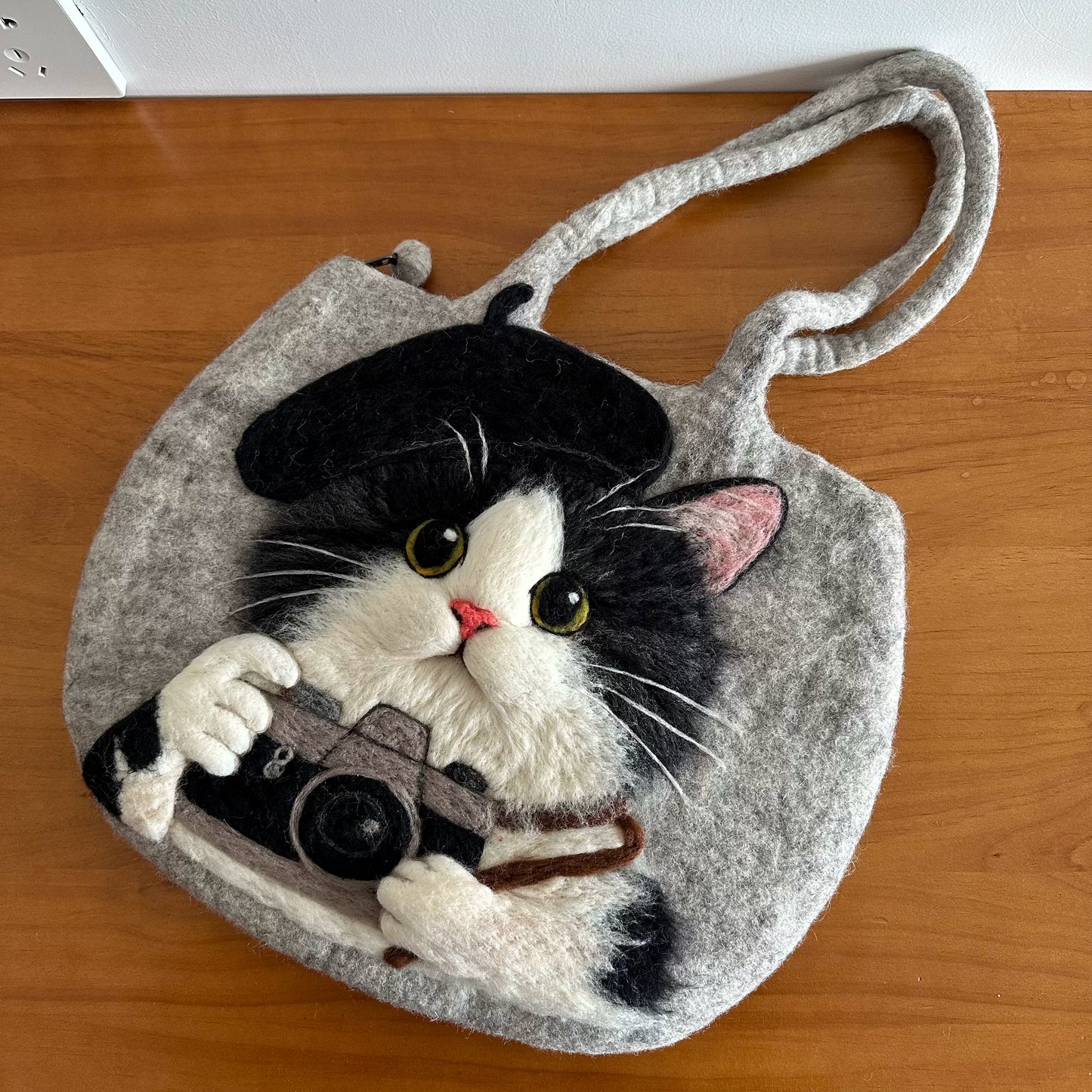 芒僧 尼泊尔进口设计师纯手工摄影师奶牛猫羊毛毡单肩托特包