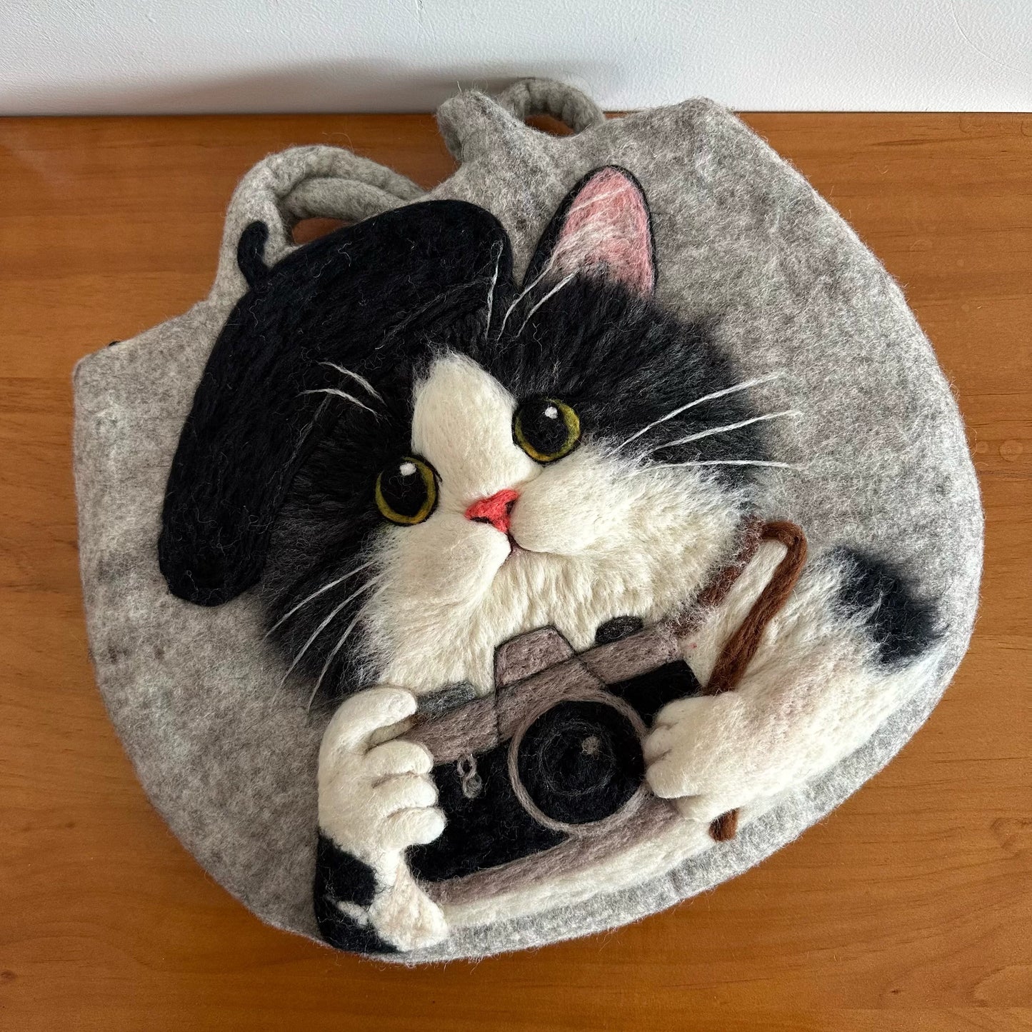芒僧 尼泊尔进口设计师纯手工摄影师奶牛猫羊毛毡单肩托特包