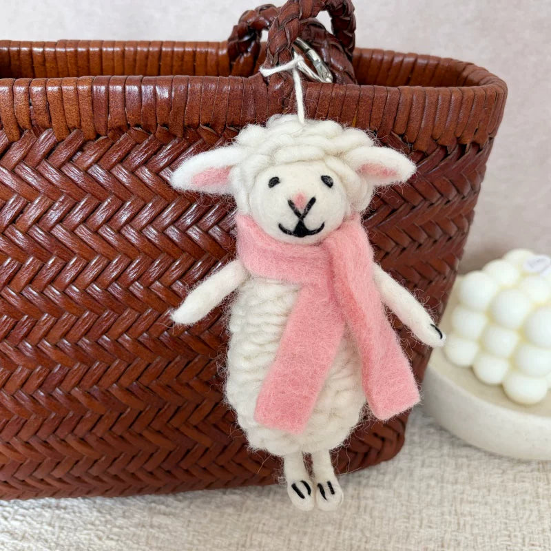 Nepalese handmade wool felt cute tiger coffee bag pendant animal keychain car pendant gift doll