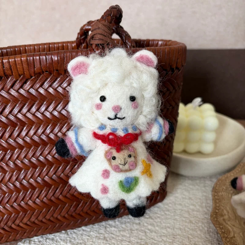 Nepalese handmade wool felt cute tiger coffee bag pendant animal keychain car pendant gift doll