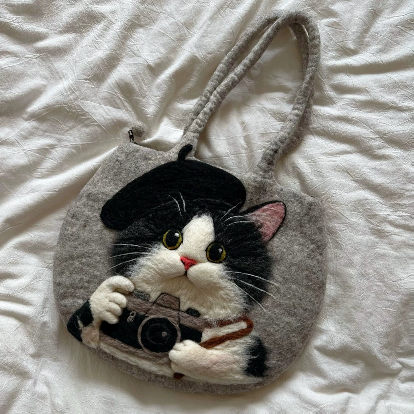 芒僧 尼泊尔进口设计师纯手工摄影师奶牛猫羊毛毡单肩托特包