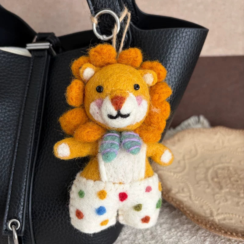 Nepalese handmade wool felt cute tiger coffee bag pendant animal keychain car pendant gift doll