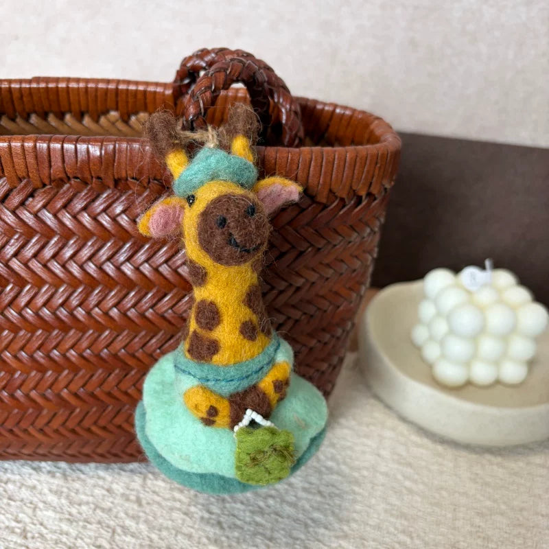 Nepalese handmade wool felt cute tiger coffee bag pendant animal keychain car pendant gift doll