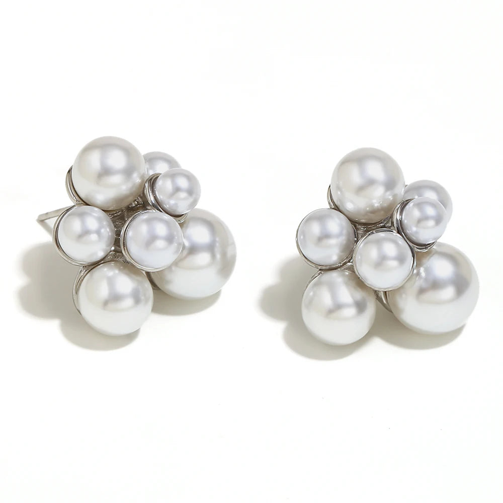 Brincos de Pérola Elegantes, Aço Inoxidável, Banhado a Ouro 18K, Joias Femininas da Moda para Festa