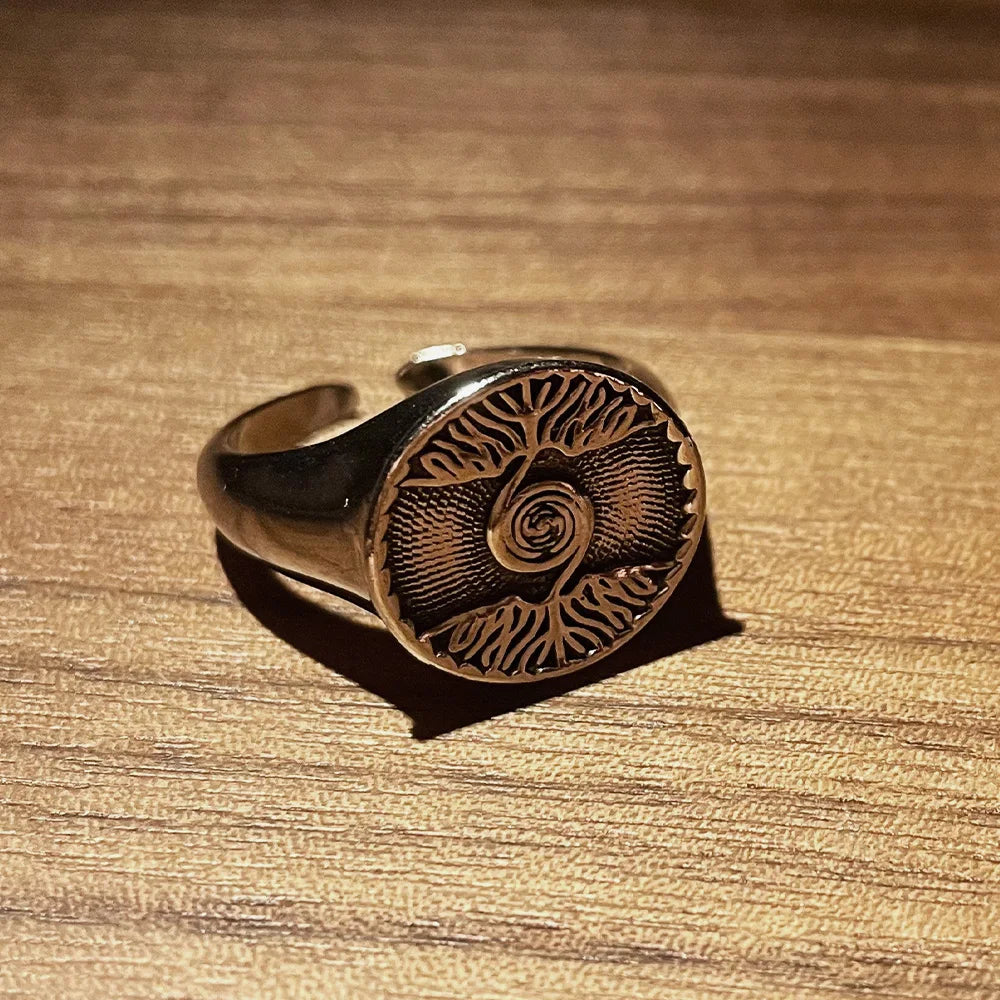 Retro Tree of Life Ring For Men Silver Color Punk Gothic Open Ring Designer Jewelry Unisex Accessories Creative Peace Art Gift