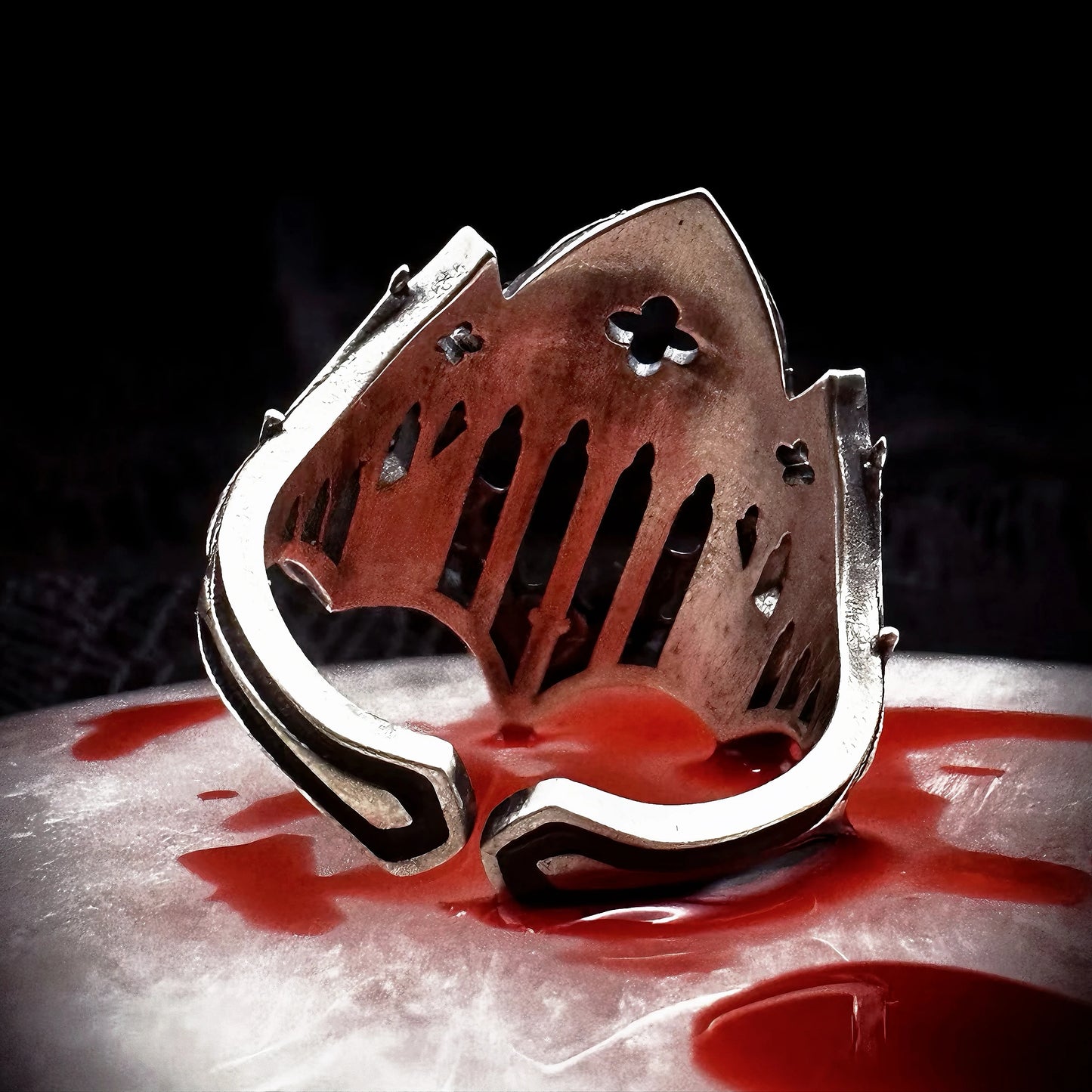 Retro Burnt Gothic Cathedral Open Ring For Men Silver-plated Copper Dark Gothic Punk Edgy Indie Jewelry Niche Accessories Gift