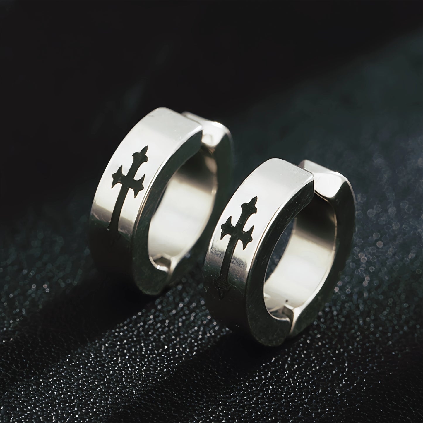 Retro Cross Non Pierced Ear Clips For Men Women Stainless Steel Clip On Earrings Punk Gothic Rock Hiphop Unisex Jewelry Gift