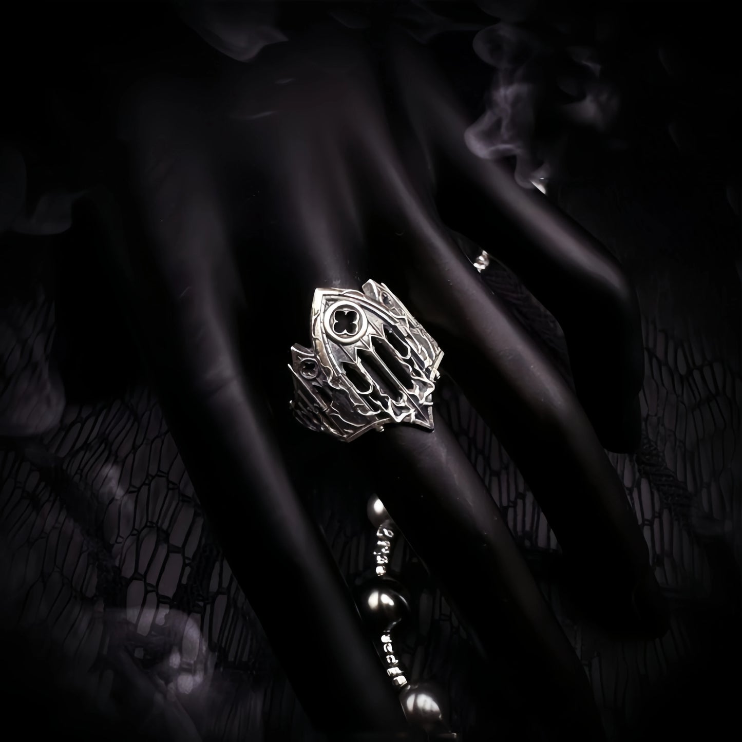 Retro Burnt Gothic Cathedral Open Ring For Men Silver-plated Copper Dark Gothic Punk Edgy Indie Jewelry Niche Accessories Gift