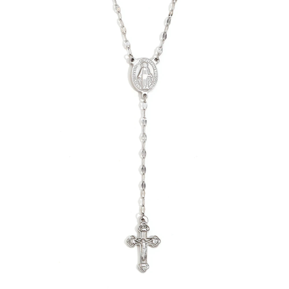 Gold/Silver Color Virgin Cross Pendant Necklace Lips Chain Hypoallergenic 316L Stainless Steel Tarnish Free Jewelry