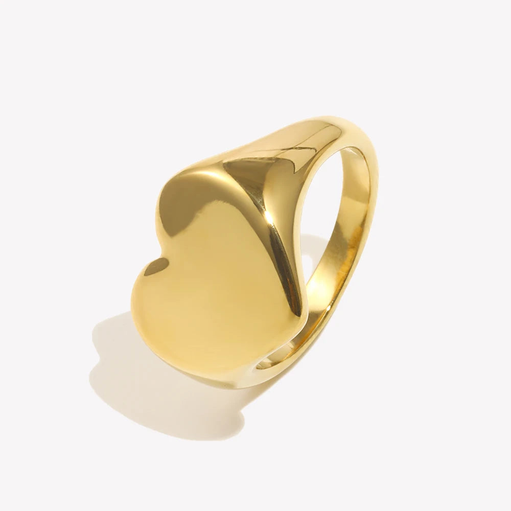Stainless Steel Fine Polished Wide Large Heart Finger Rings Stainless Steel Hypoallergenic Rings For Female Jewellery