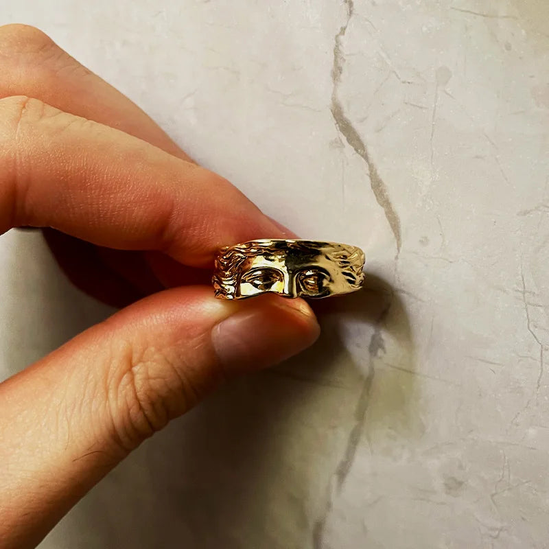 Retro Half Face Venus Ring For Men Women Greek Mythology Vintage Punk Gothic Art Open Ring Unisex Accessories Designer Jewelry