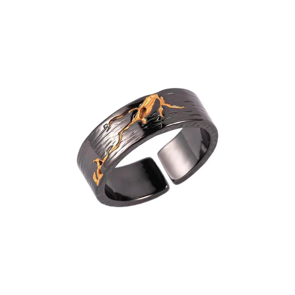 Retro Carved Crack Painting Ring For Women Men Vintage Handmade Open Ring Punk Gothic Accessories Designer Jewelry Love Gift