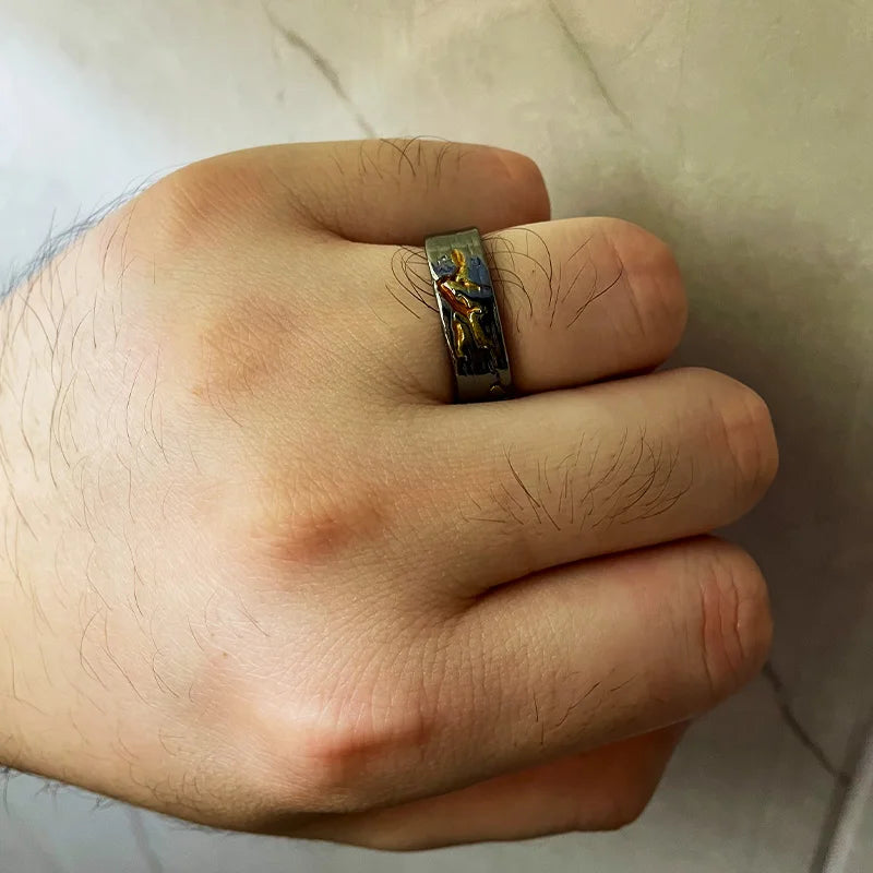 Retro Carved Crack Painting Ring For Women Men Vintage Handmade Open Ring Punk Gothic Accessories Designer Jewelry Love Gift