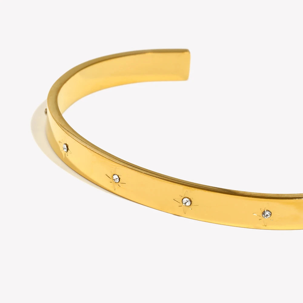 Open Eight Pointed Star Zircon Bracelet 316L Stainless Steel bracelet for Women 18K Gold Plated Jewelry