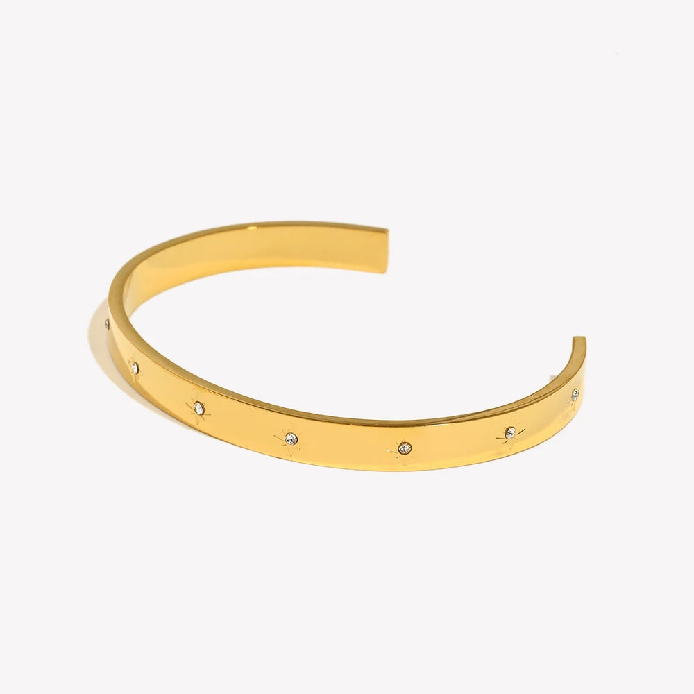 Open Eight Pointed Star Zircon Bracelet 316L Stainless Steel bracelet for Women 18K Gold Plated Jewelry