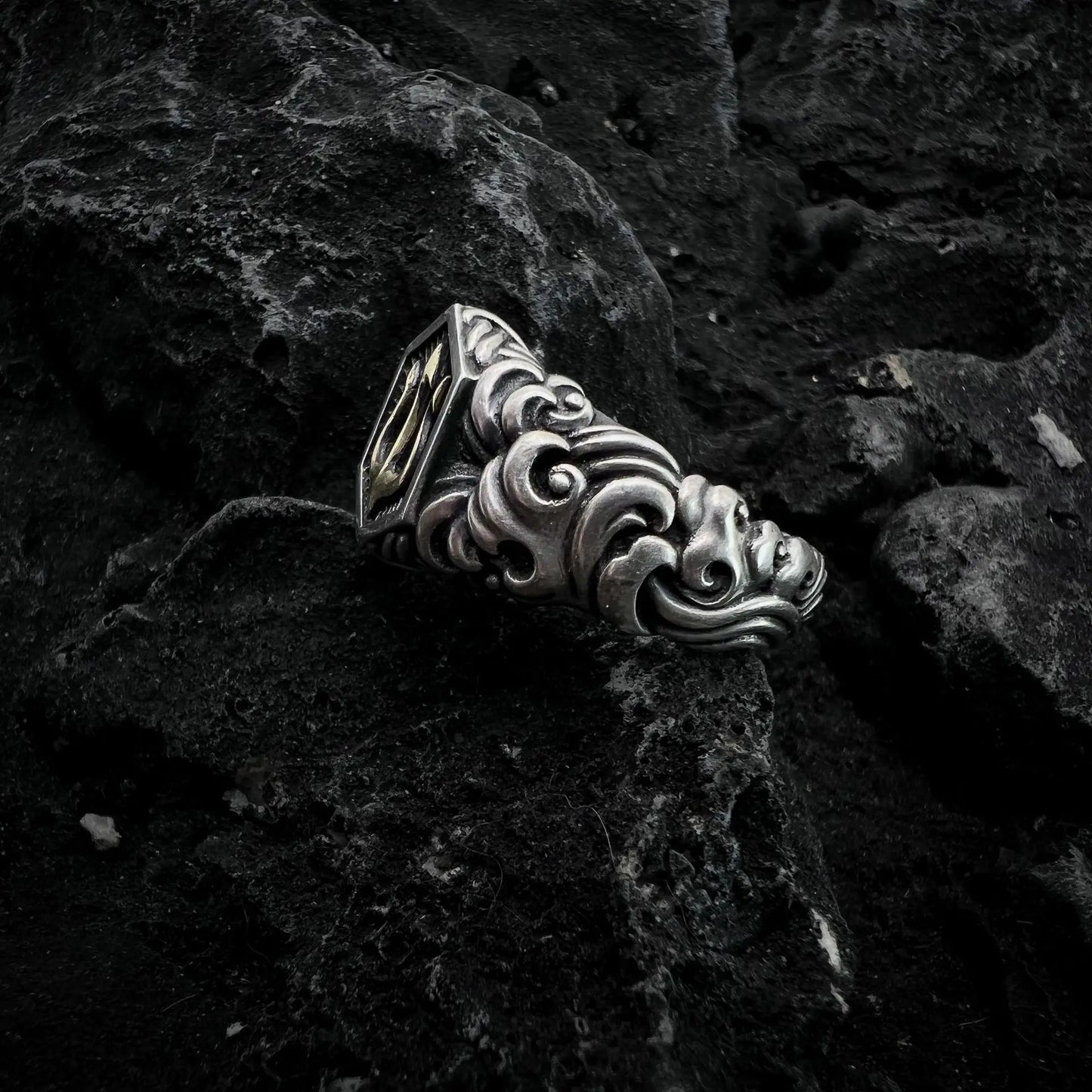Retro Poseidon Golden Trident Ring For Men Punk Gothic Rock Hiphop Open Ring Handmade Unisex Jewelry Bikers Accessories Man Gift