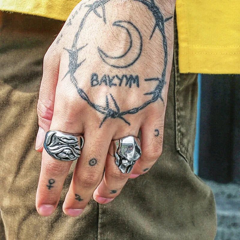 Retro Spartan Mask Large Ring For Men Punk Gothic Rock Hiphop Open Ring Biker Accessories Handmade Designer Jewelry Gift For Man