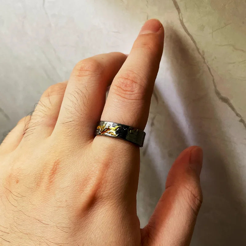 Retro Carved Crack Painting Ring For Women Men Vintage Handmade Open Ring Punk Gothic Accessories Designer Jewelry Love Gift