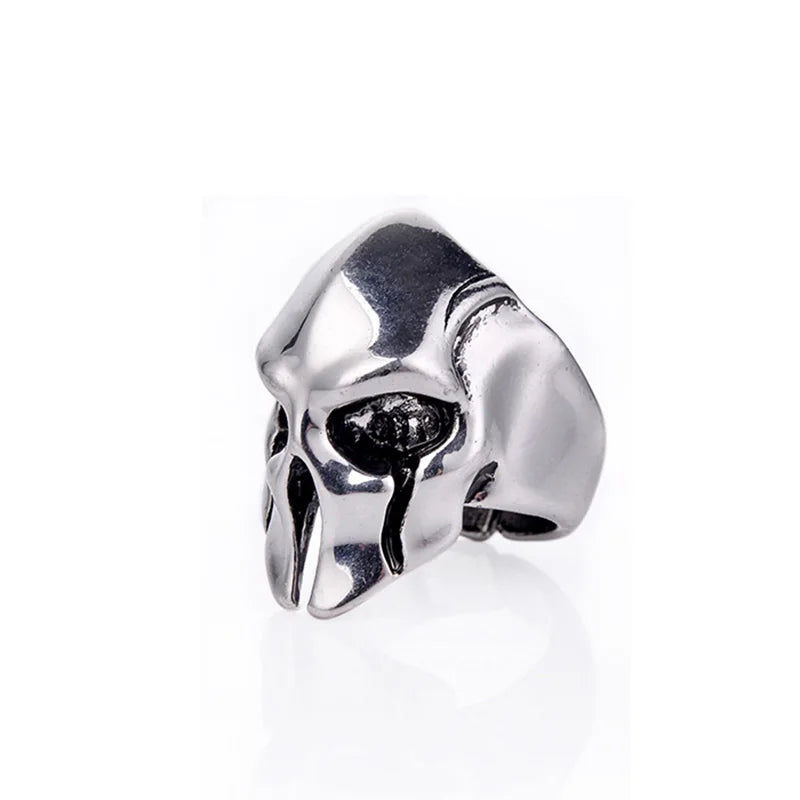 Retro Spartan Mask Large Ring For Men Punk Gothic Rock Hiphop Open Ring Biker Accessories Handmade Designer Jewelry Gift For Man