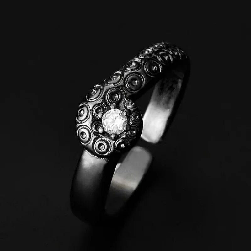 Retro Black Cthulhu Tentacle Ring For Men Punk Gothic Rock Hiphop Ring Handmade Designer Jewelry Unisex Accessories Lovers Gift