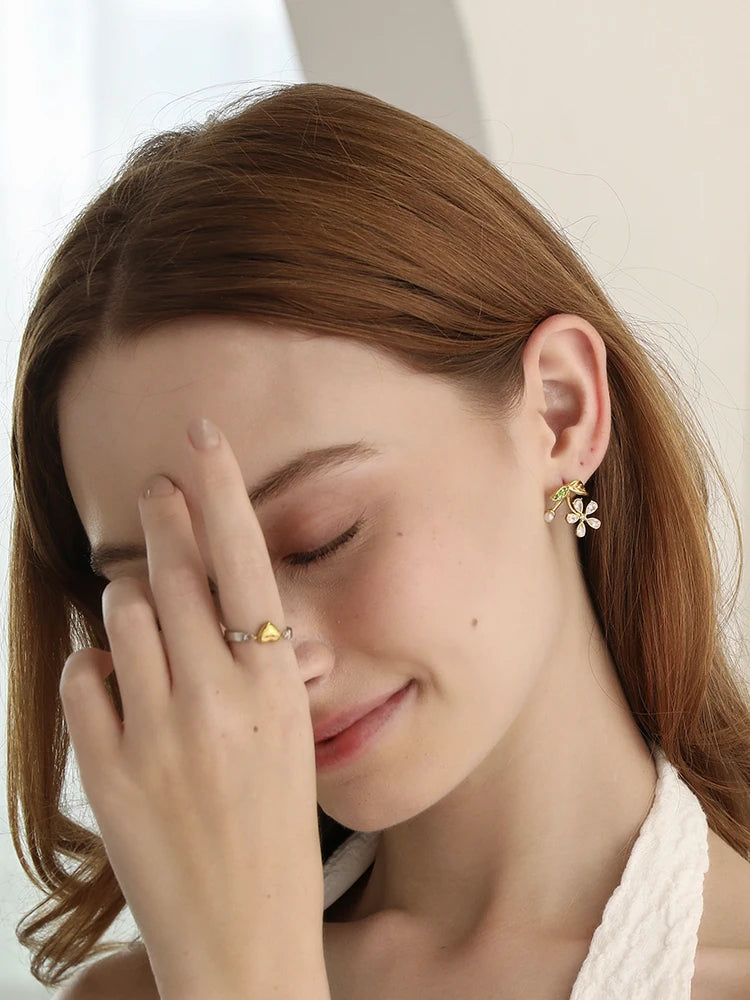 Anel Coração Pequeno Banhado a Ouro 18k Moderno Aço Inoxidável Joia Feminina Popular À Prova D'Água