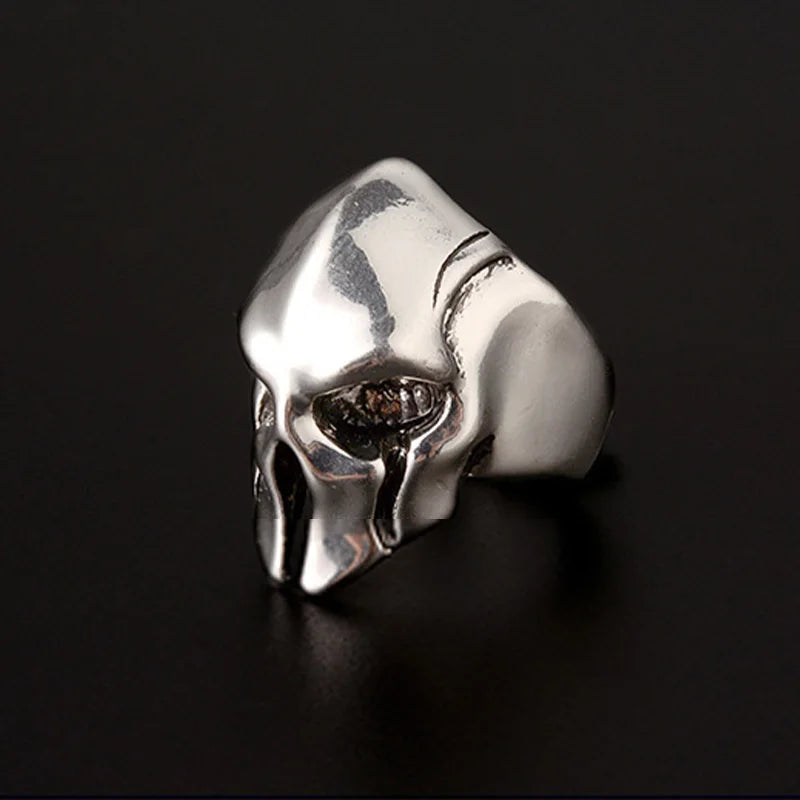 Retro Spartan Mask Large Ring For Men Punk Gothic Rock Hiphop Open Ring Biker Accessories Handmade Designer Jewelry Gift For Man