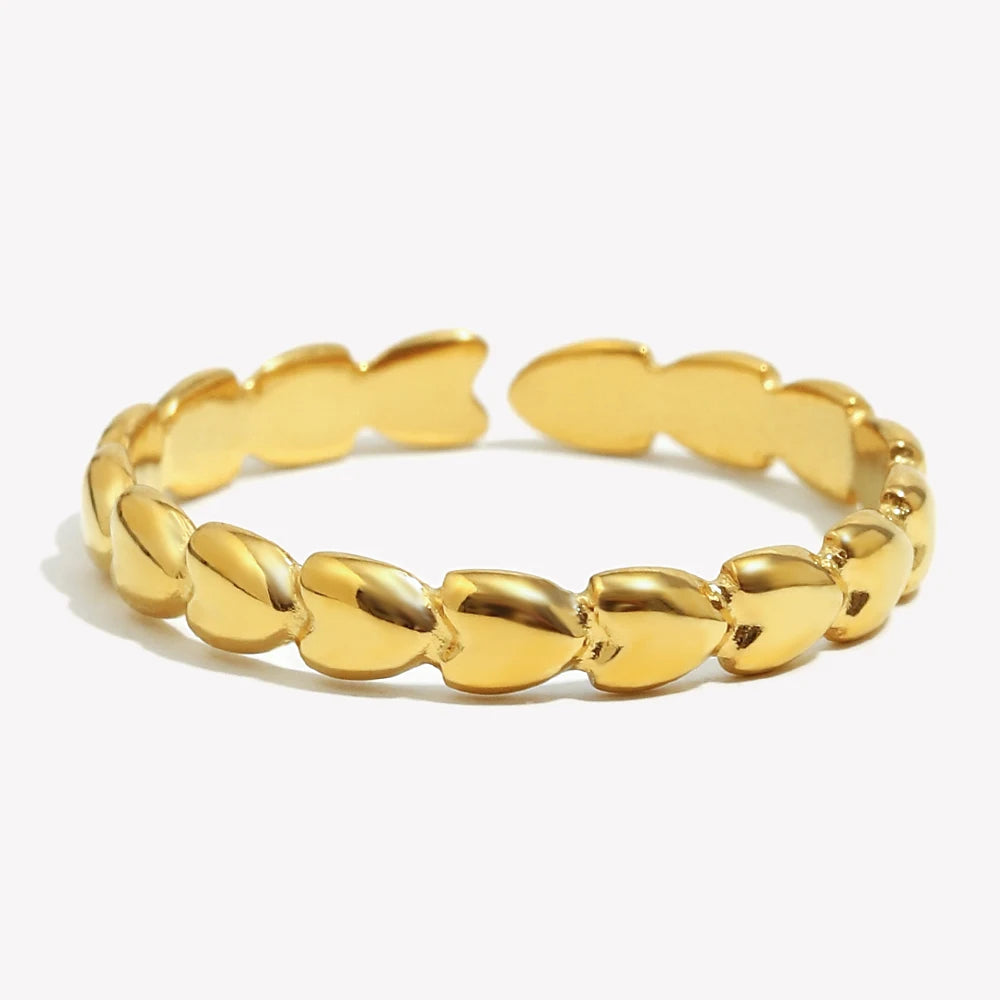 Plated Stainless Steel Women's Minimalist Style Thin Heart Opening Ring Luxury Cute Party Wedding Finger Jewelry