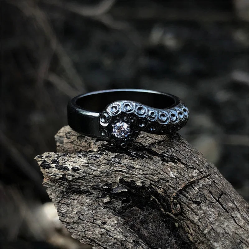 Retro Black Cthulhu Tentacle Ring For Men Punk Gothic Rock Hiphop Ring Handmade Designer Jewelry Unisex Accessories Lovers Gift