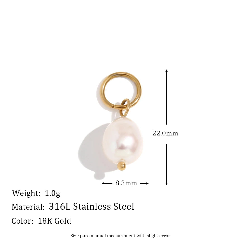 Minimalist Stainless Steel Small Hoop Earrings Freshwater Pearl Charms Girls Ladies Trendy Jewelry 2024 Pearl Earrings