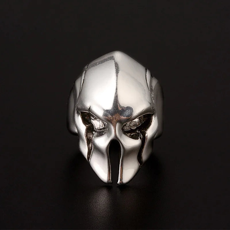 Retro Spartan Mask Large Ring For Men Punk Gothic Rock Hiphop Open Ring Biker Accessories Handmade Designer Jewelry Gift For Man