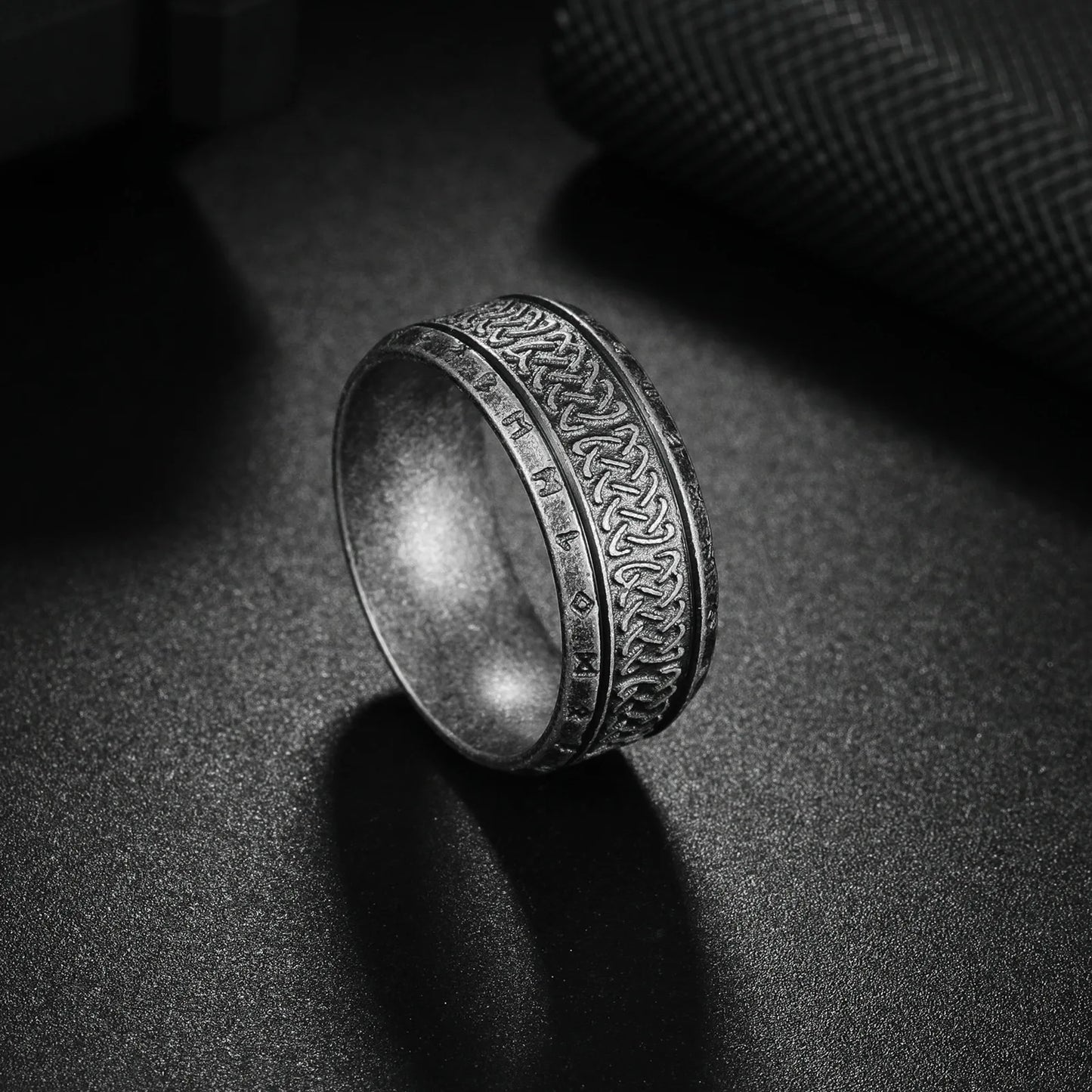 Antique Rune Pattern Engraved Stainless Steel Ring for Men Viking Punk Gothic Edgy Jewelry Mystic Biker Accessories Unisex Gift