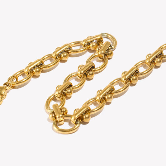 Pulseira de Corrente Artesanal de Flor Oval Banhada a Ouro 18K Pulseiras Femininas Joias de Aço Inoxidável 316L