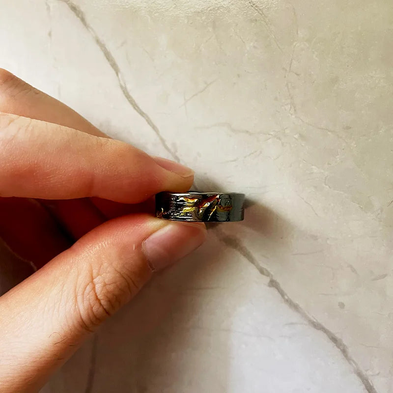 Retro Carved Crack Painting Ring For Women Men Vintage Handmade Open Ring Punk Gothic Accessories Designer Jewelry Love Gift