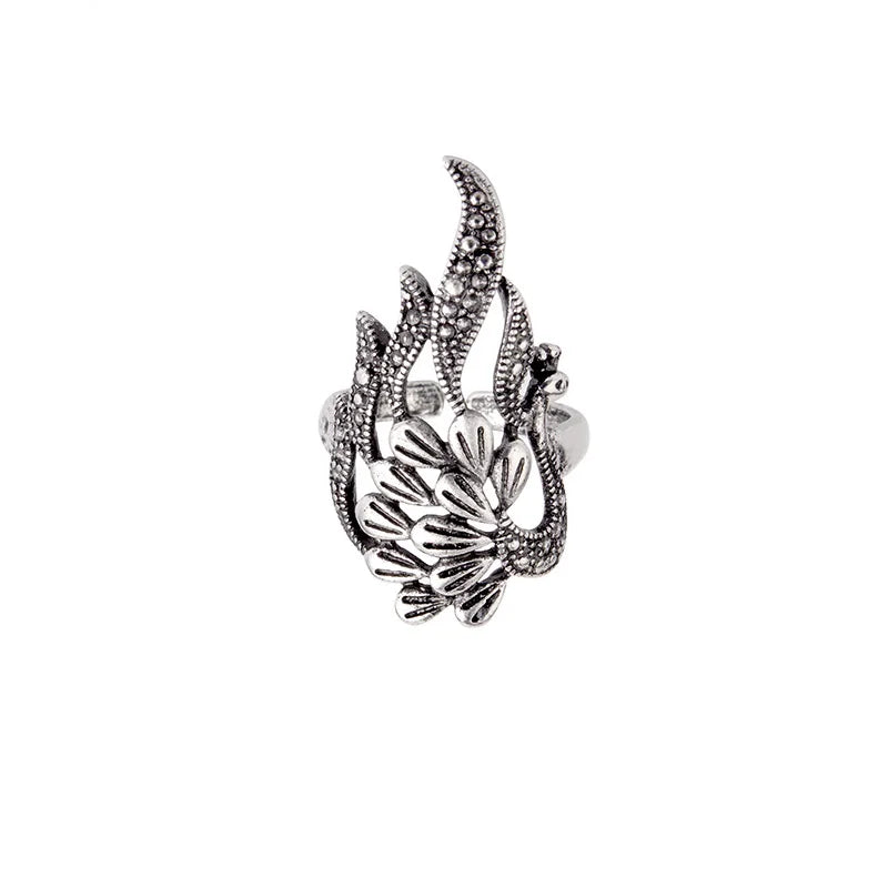 Retro Hollow Peacock Ring For Men Women Punk Gothic Rock Hiphop Open Ring Handmade Designer Jewelry Unisex Accessories For Lover