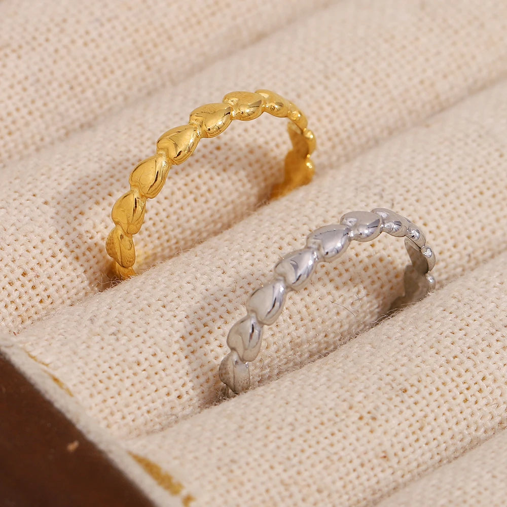 Plated Stainless Steel Women's Minimalist Style Thin Heart Opening Ring Luxury Cute Party Wedding Finger Jewelry