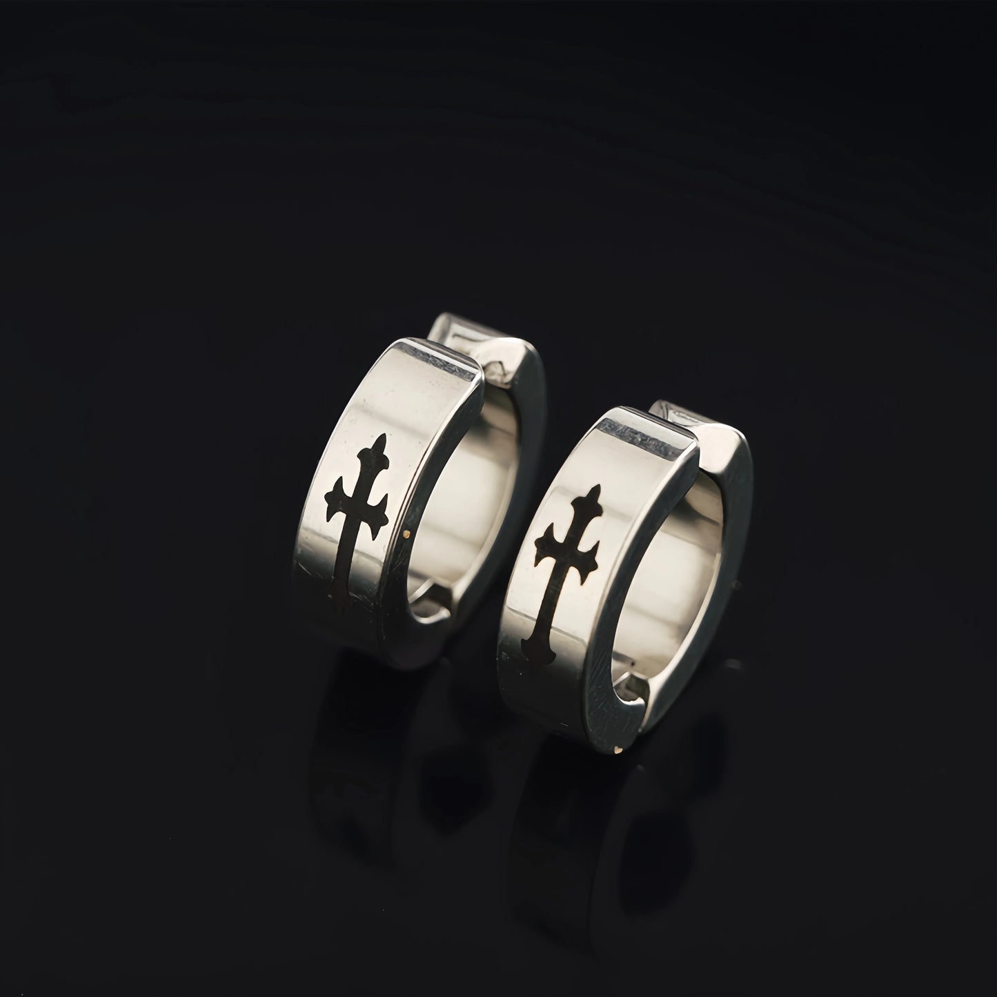 Retro Cross Non Pierced Ear Clips For Men Women Stainless Steel Clip On Earrings Punk Gothic Rock Hiphop Unisex Jewelry Gift