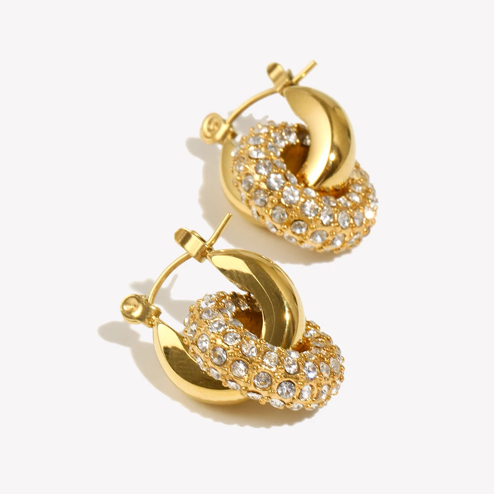 Donut Drop Earrings Water Resistant Tarnish Free 316L Stainless Steel Earrings for Women 18K Gold Plated Decoration