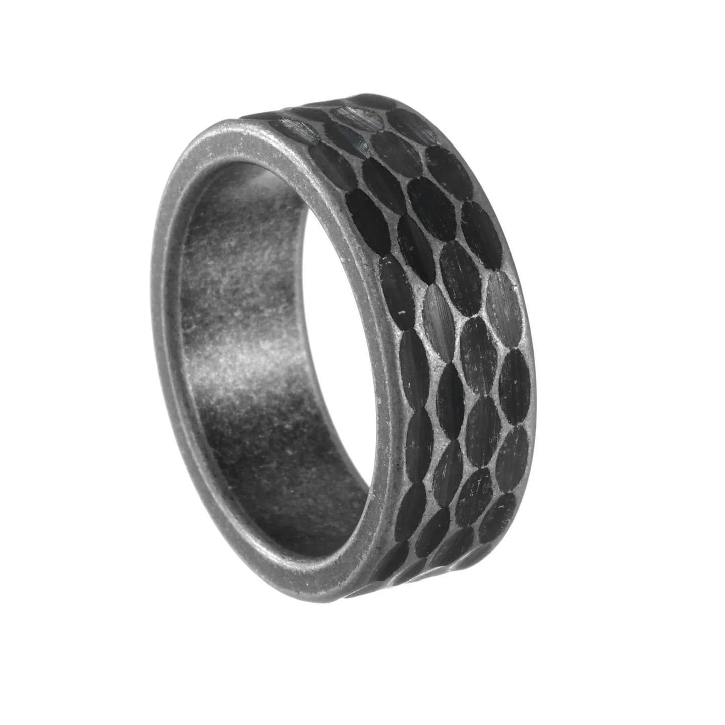 Punk Vintage Honeycomb Stainless Steel Rings Fashion Gothic Retro Men's Jewelry Black Unique Steel Ring for Gift Wholesale